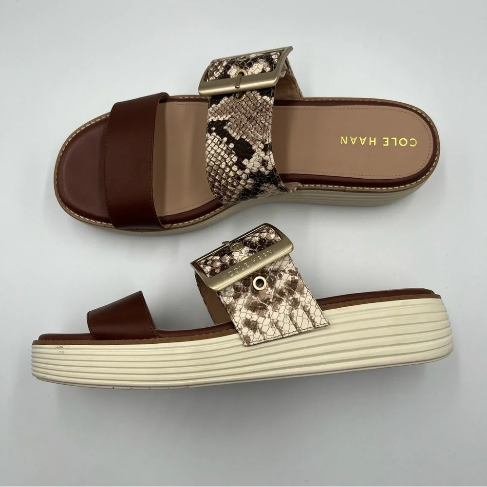 COLE HAAN Original Grand OG Platform Sandal Sandollar Snake Print Sz 9